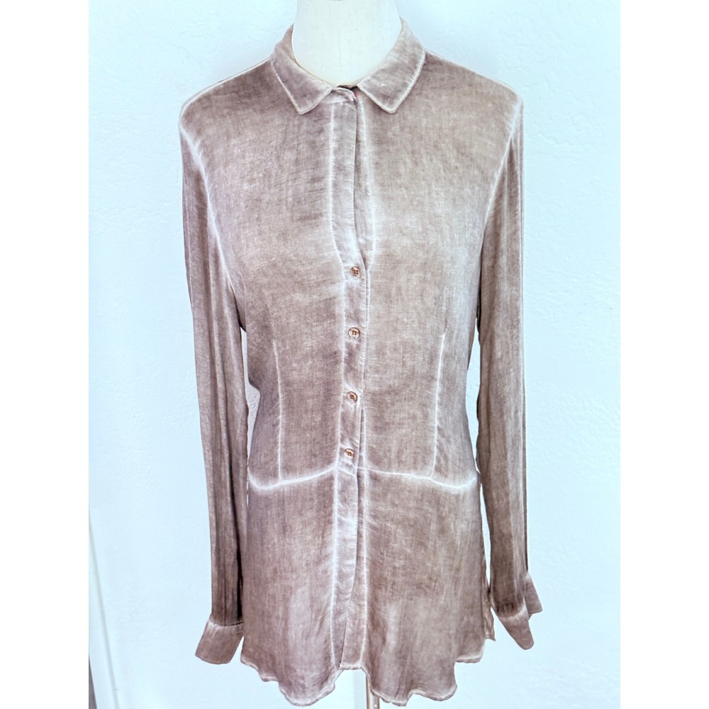 Cloth & Stone Brown Button Down Blouse Tunic Brown Medium Rayon Bohemian